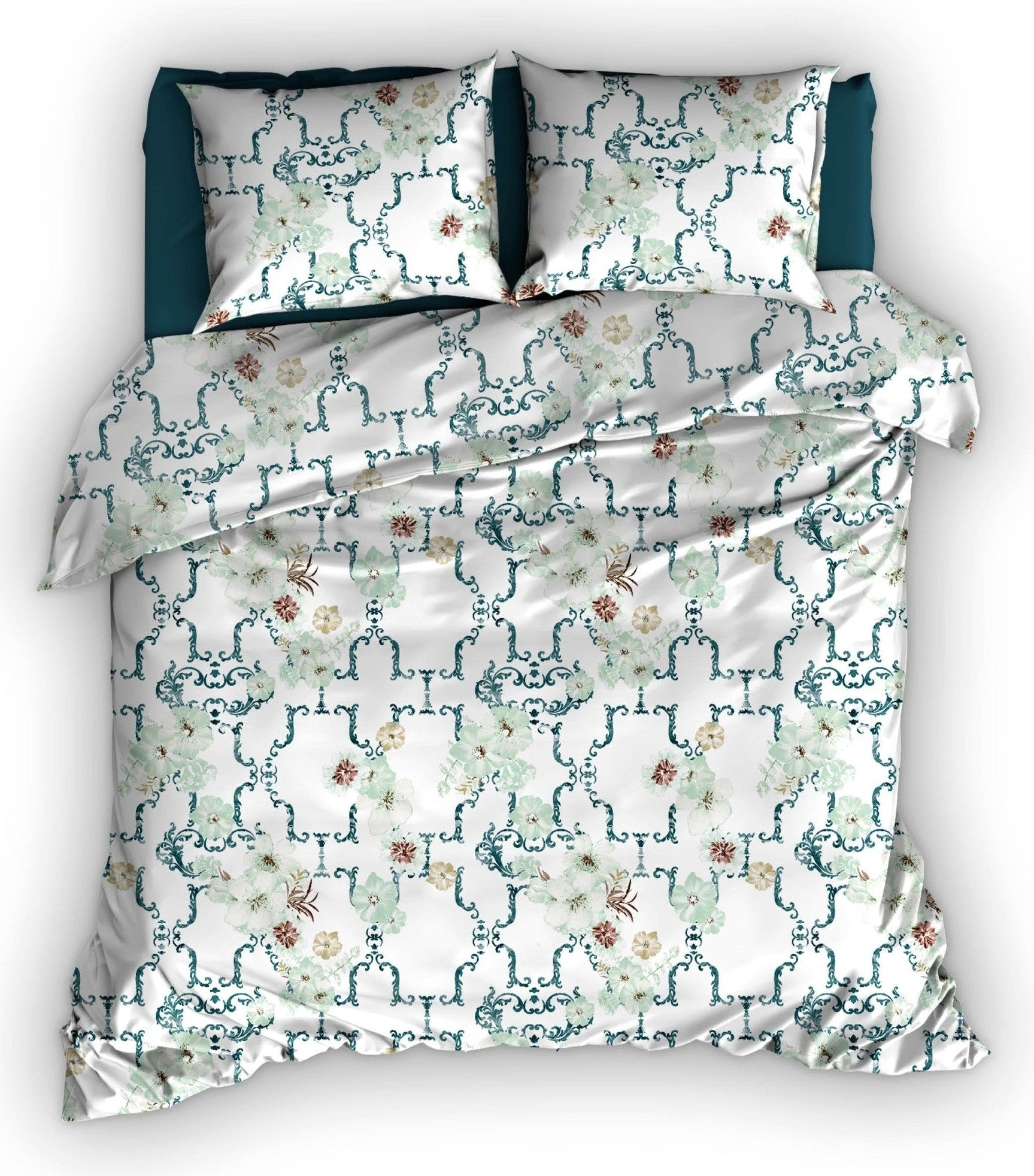 Satin d'Or Housse de couette Satin Viola Menthe Sarcelle