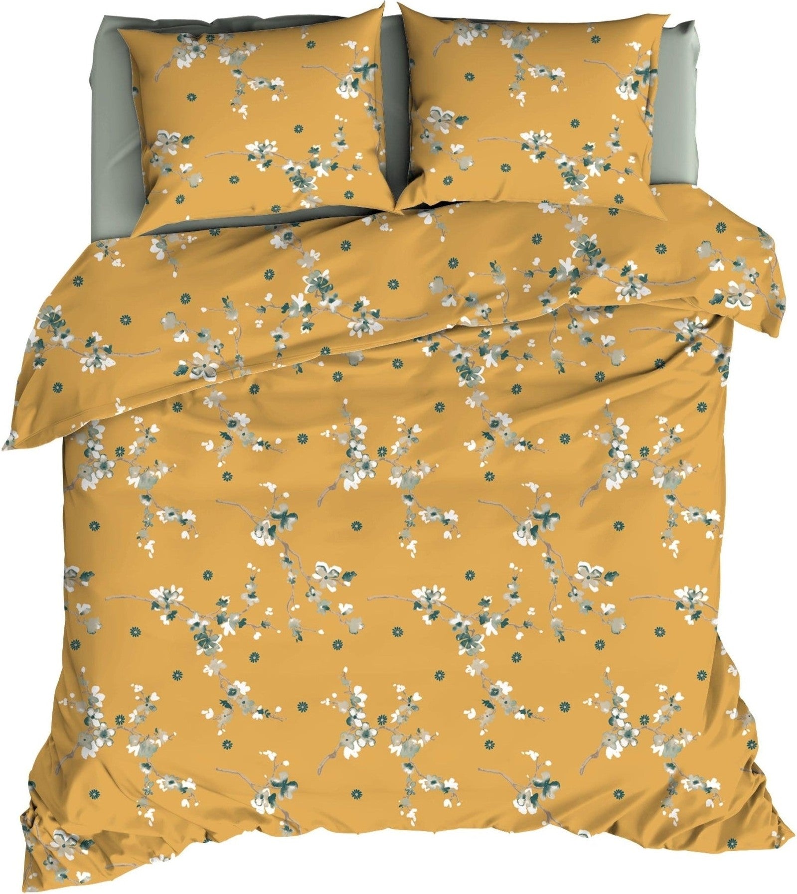 Romanette Dekbedovertrek Katoen Geisha Oker - Bedtextielonline.be