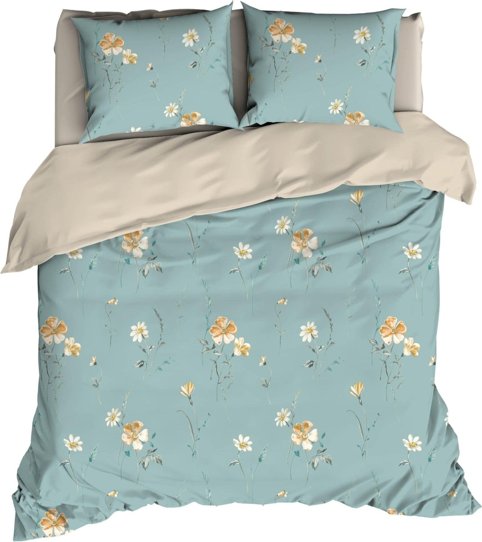 Satin d'Or Dekbedovertrek Zabina Aqua Satijn - Bedtextielonline.be