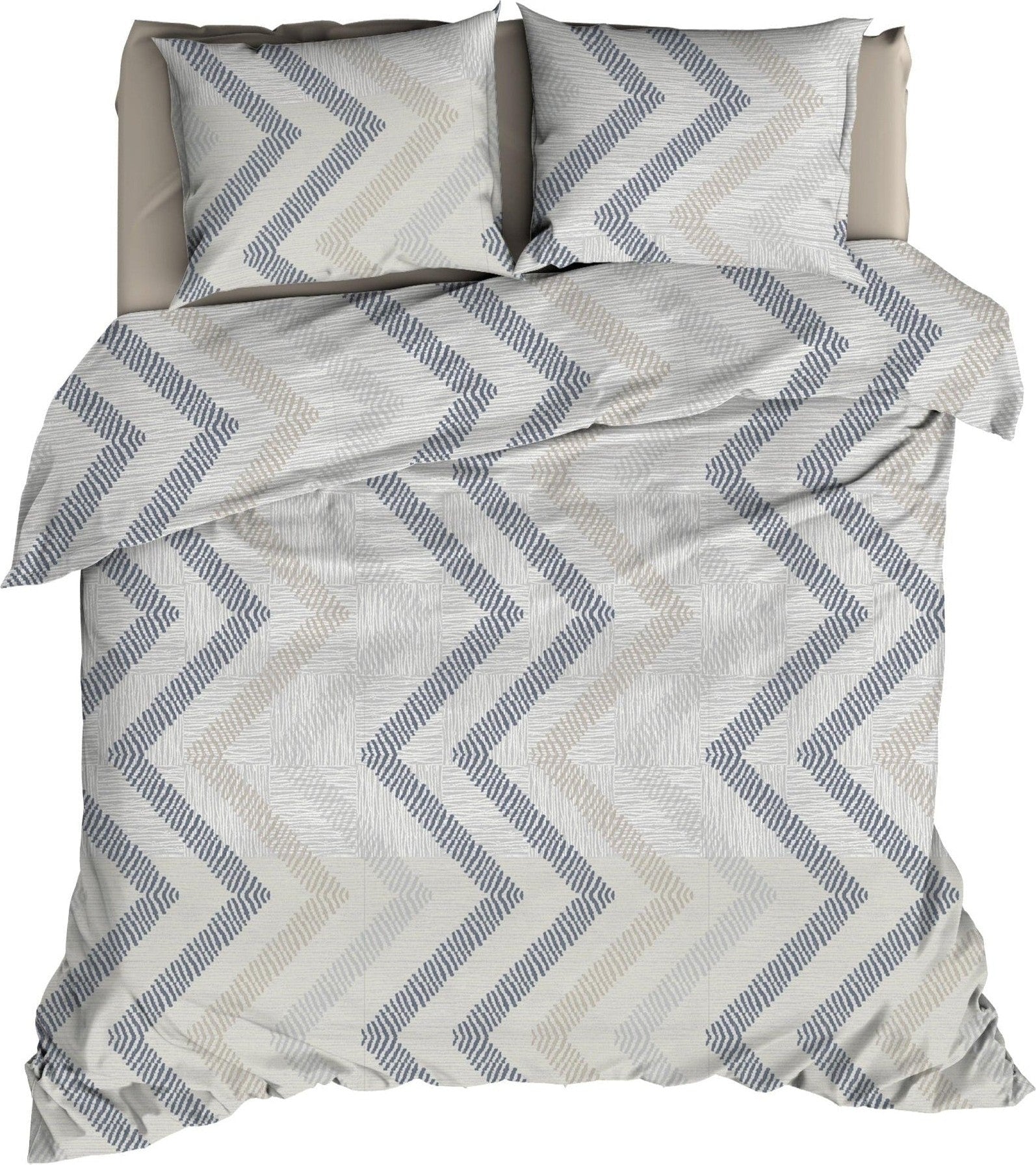 Satin d'Or Dekbedovertrek Satijn Ziggo Blauw/Grijs - Bedtextielonline.be