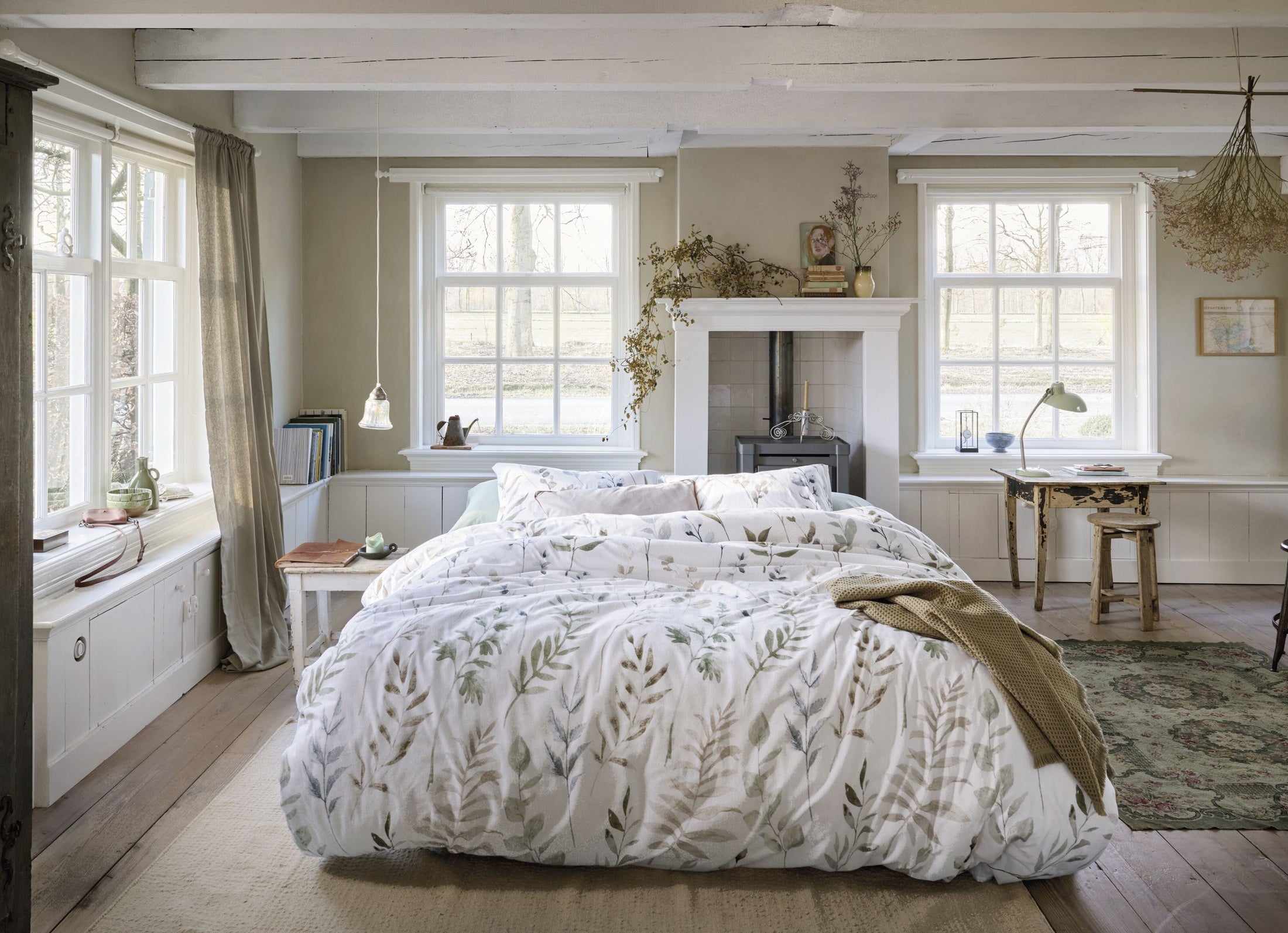 Ariadne at Home Dekbedovertrek Flanel Twigs Wit