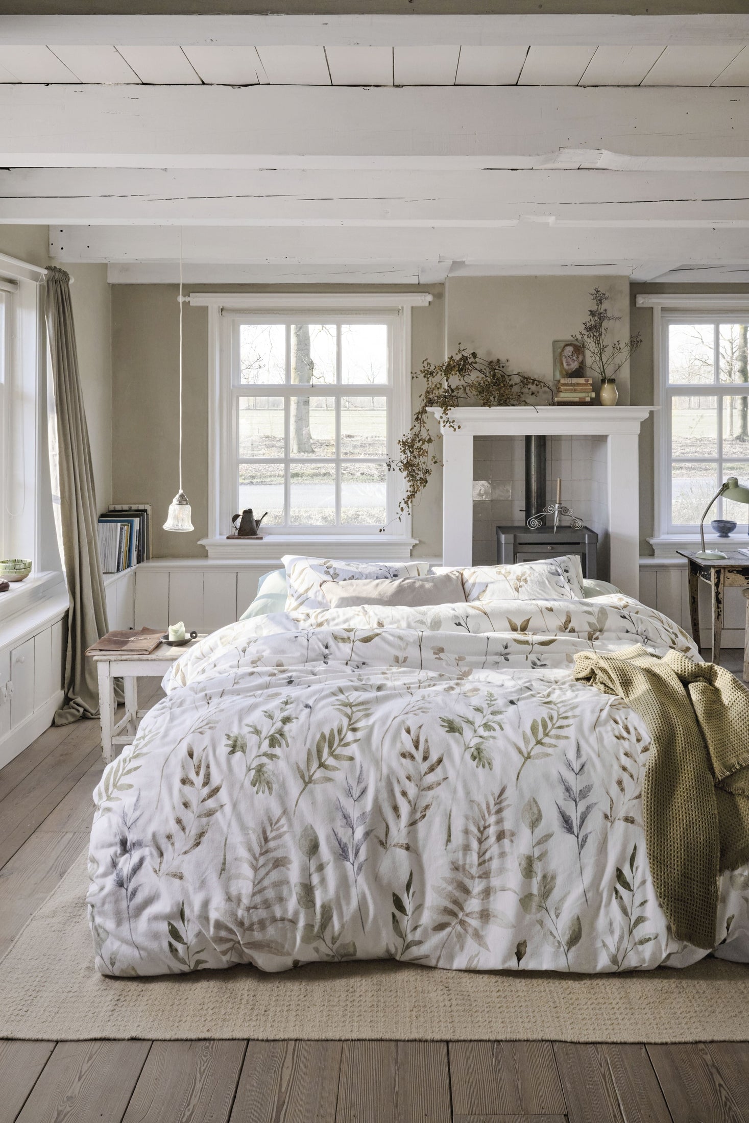 Ariadne at Home Dekbedovertrek Flanel Twigs Wit