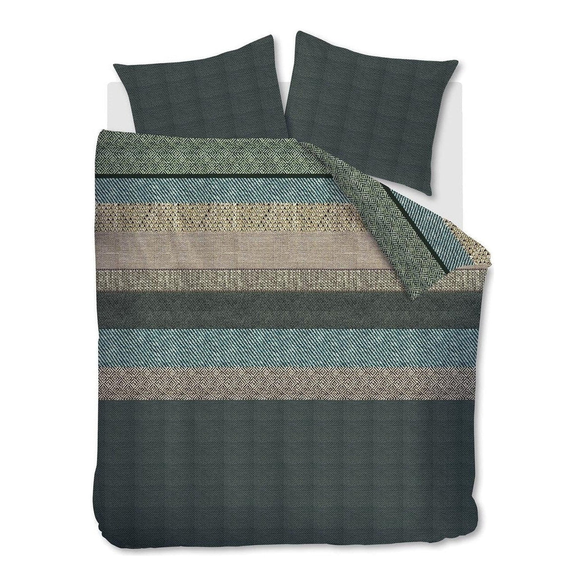 Beddinghouse dekbedovertrek flanel Enzo Green
