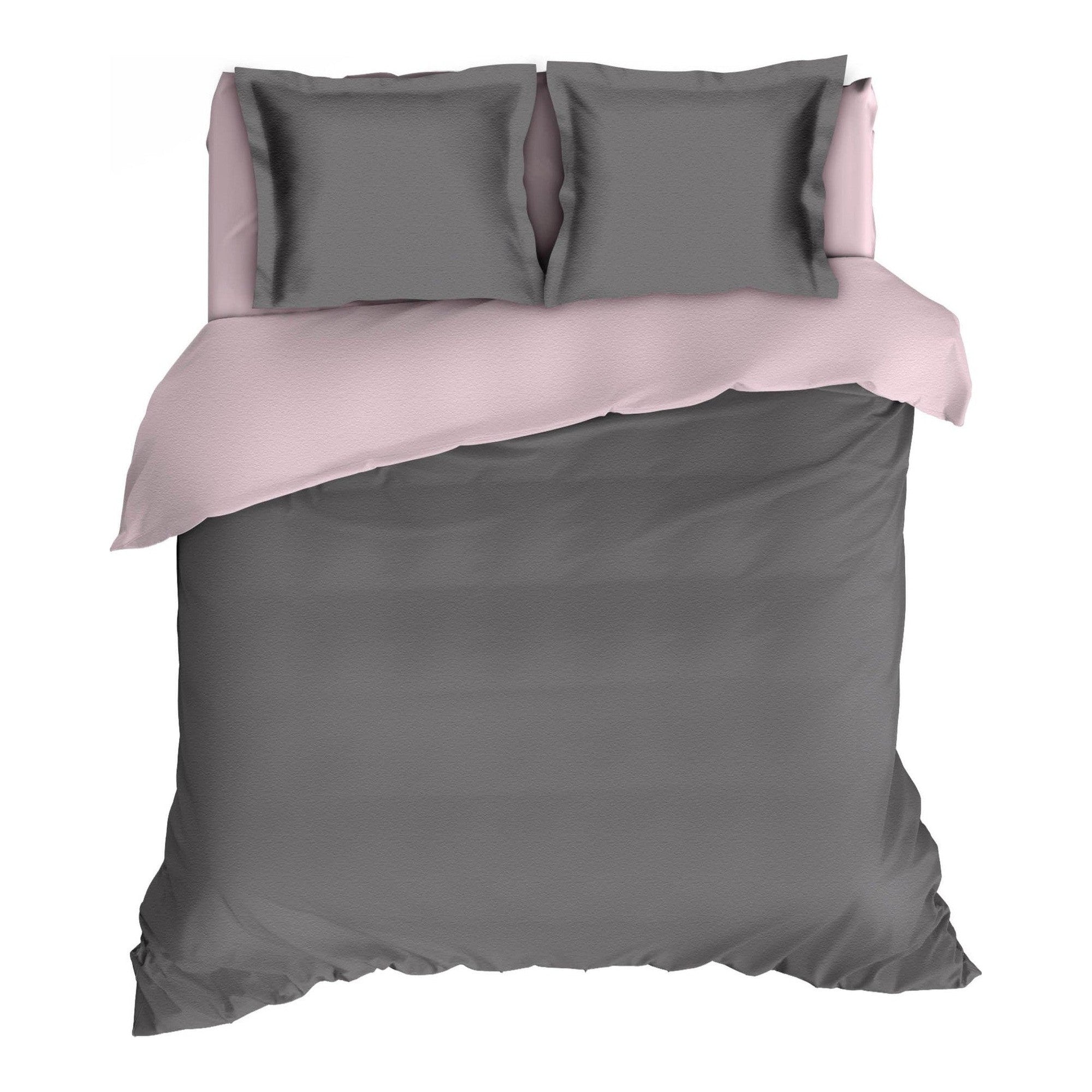 Romanette dekbedovertrek flanel Comtesse antraciet Rose