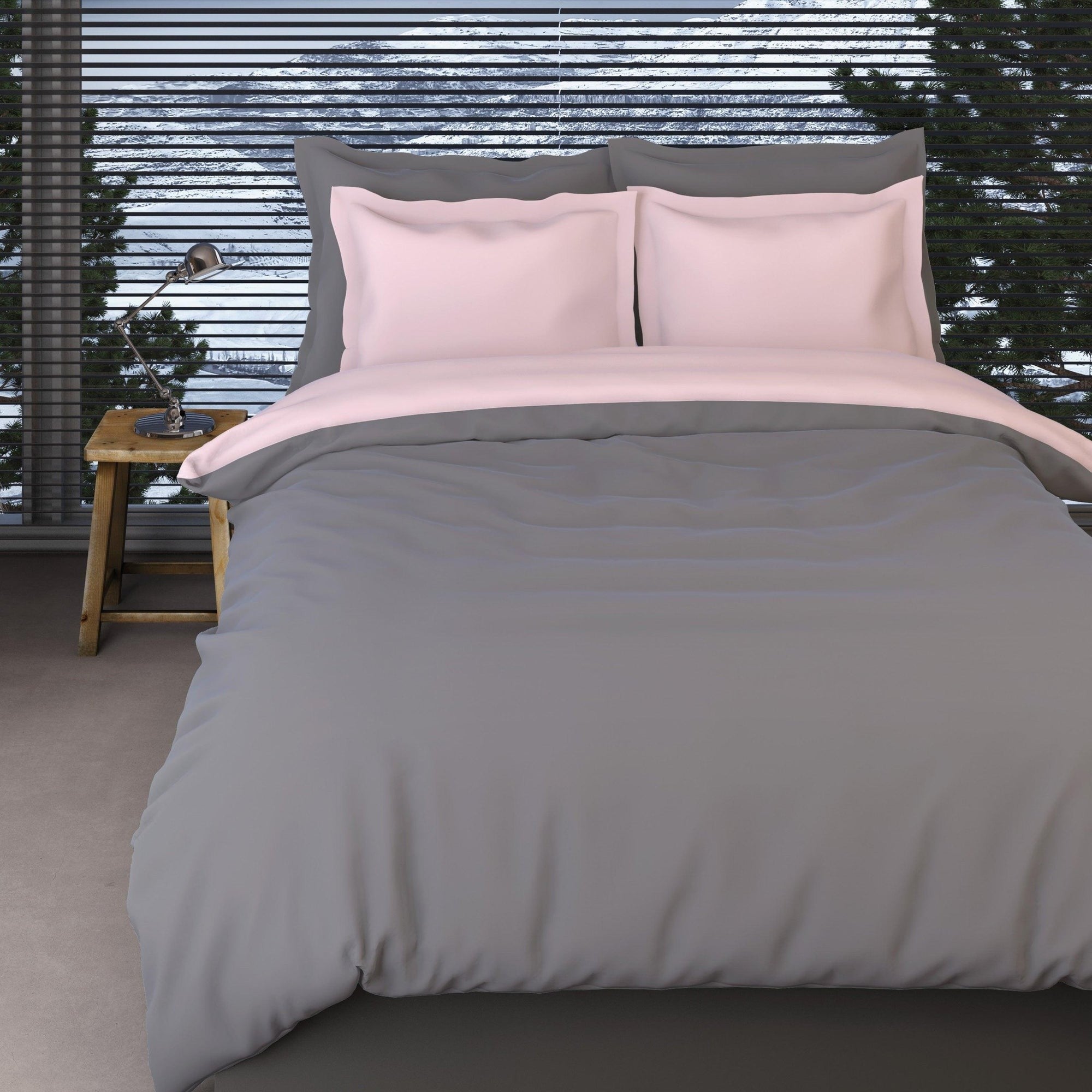 Romanette dekbedovertrek flanel Comtesse antraciet Rose