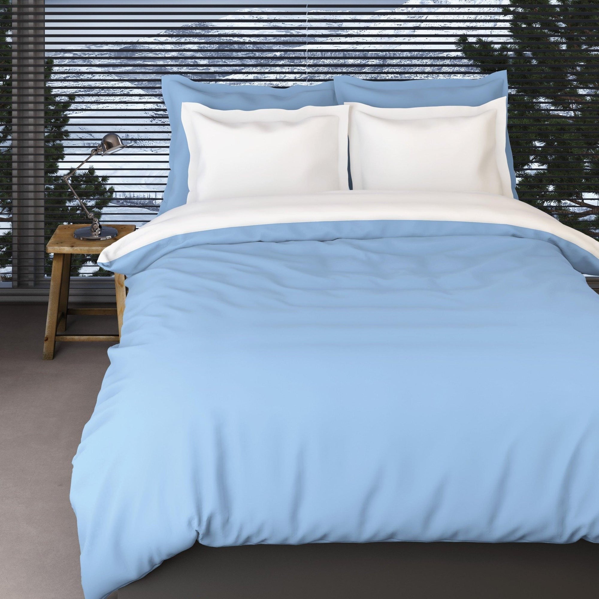 Romanette dekbedovertrek flanel Comtesse bleu wit