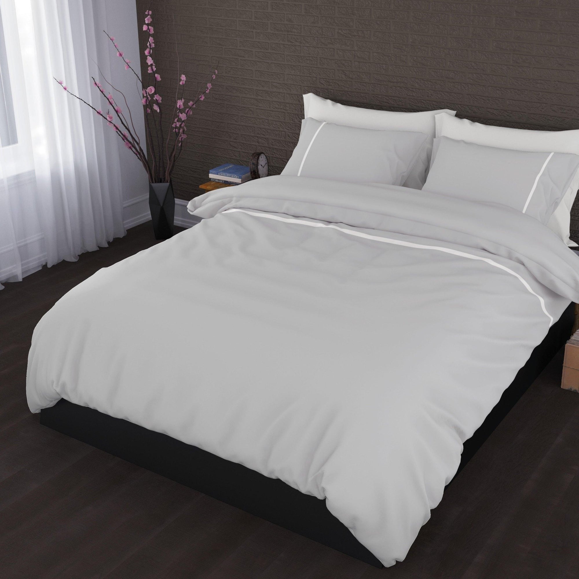 Romanette dekbedovertrek flanel Duchesse Silver wit