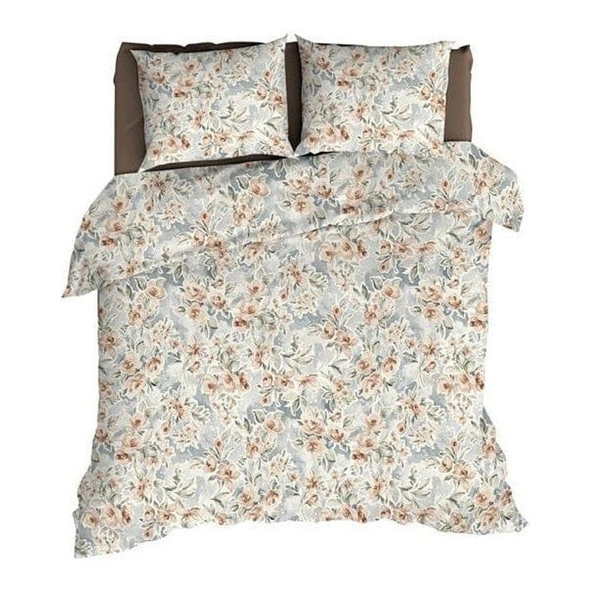 Romanette dekbedovertrek flanel Lana Taupe/Grijs