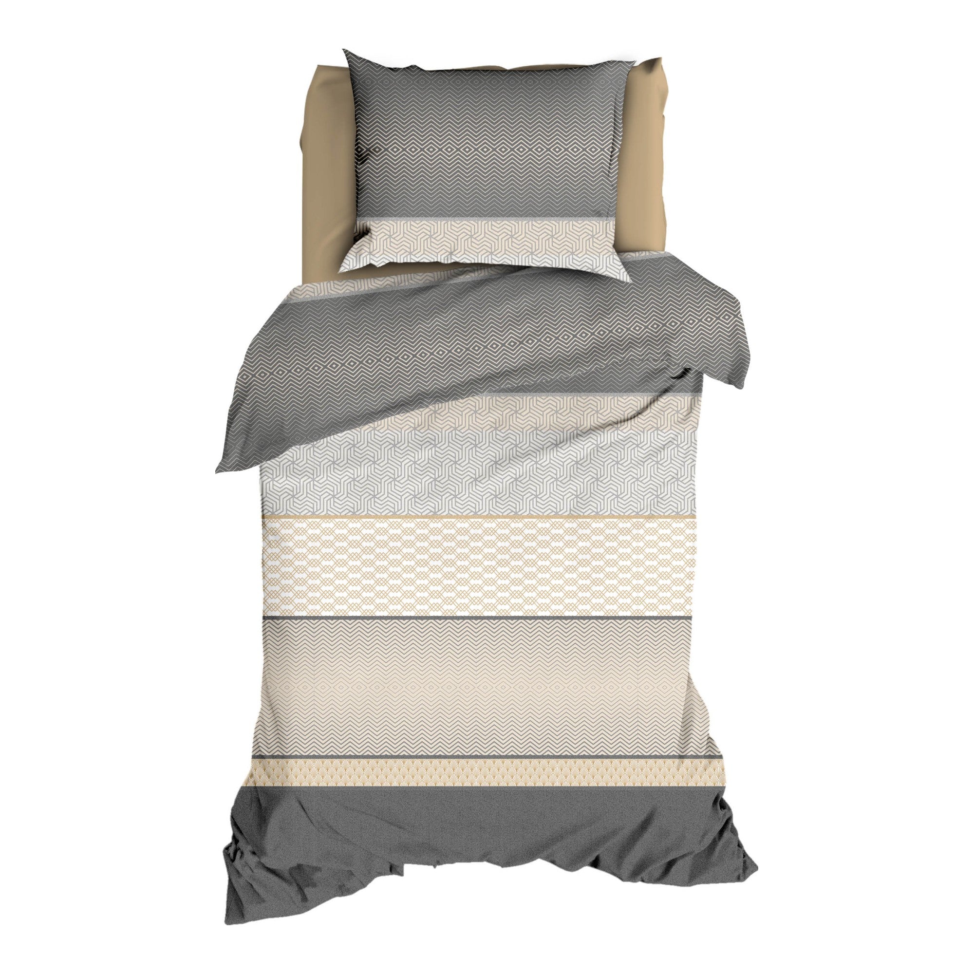 Satin d'Or dekbedovertrek satijn Maddox Antraciet/Beige