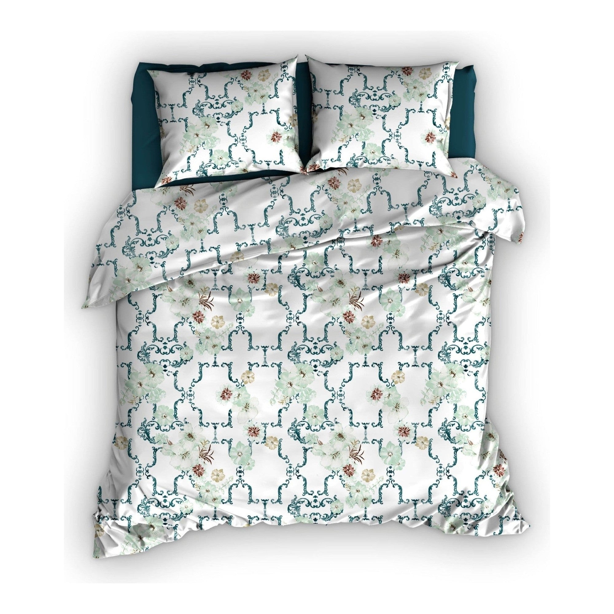 Satin d'Or dekbedovertrek satijn Viola mint Teal