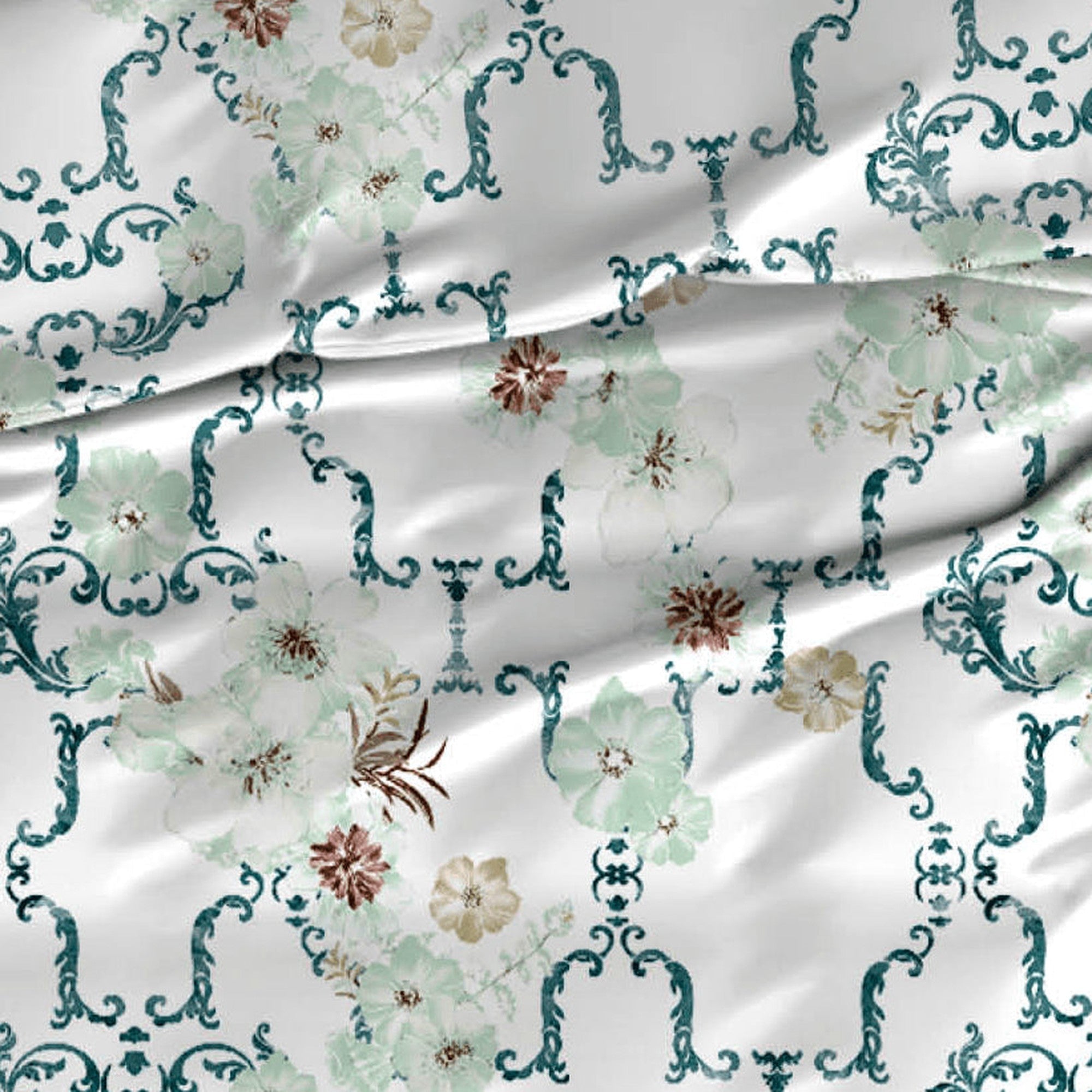 Satin d'Or dekbedovertrek satijn Viola mint Teal