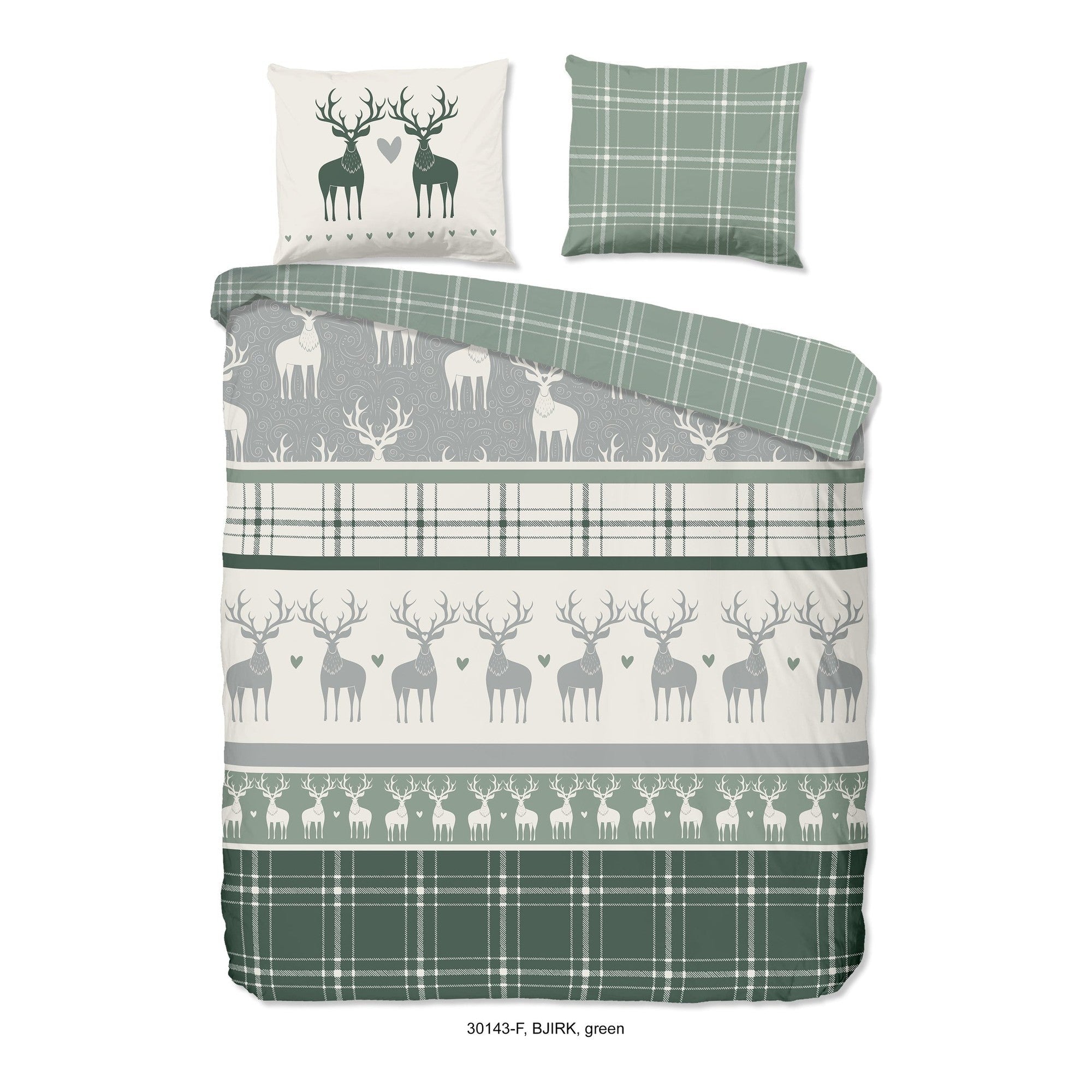 Good Morning dekbedovertrek flanel Bjirk, Green