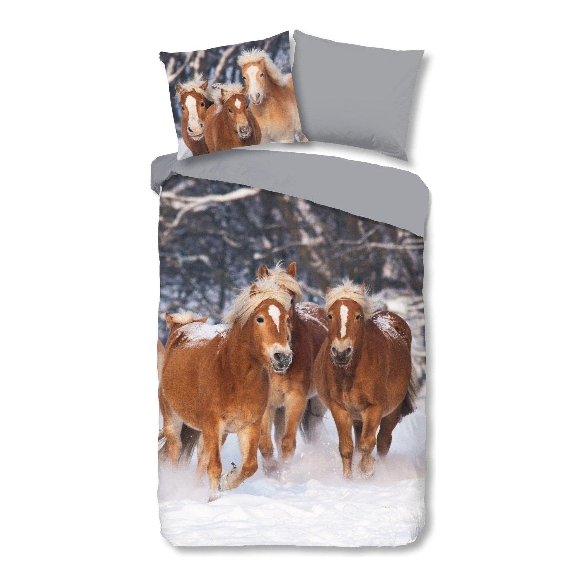 Good Morning dekbedovertrek flanel Happy Horses Multi