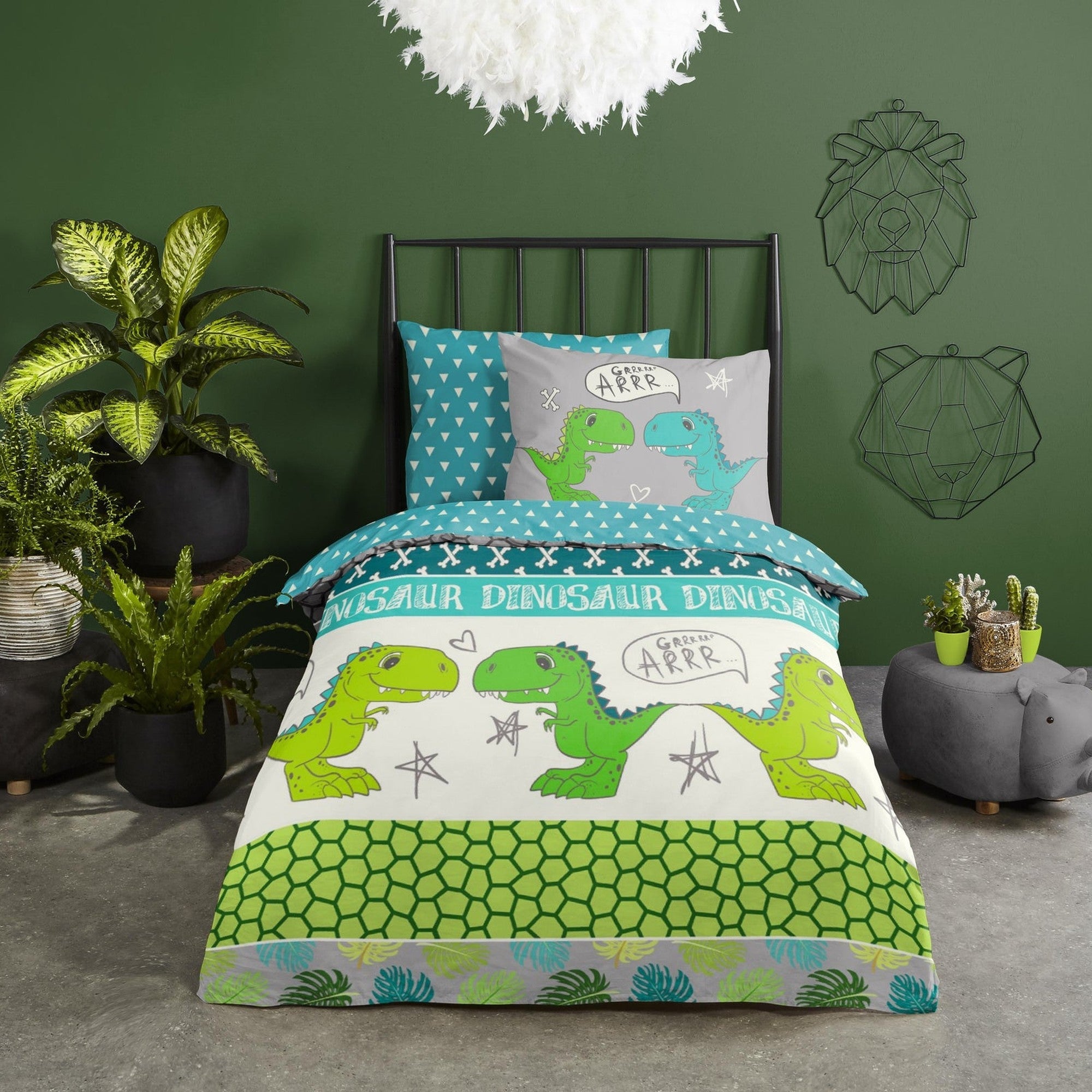 Good Morning Bettbezug Baumwolle Dinosaurier Multi