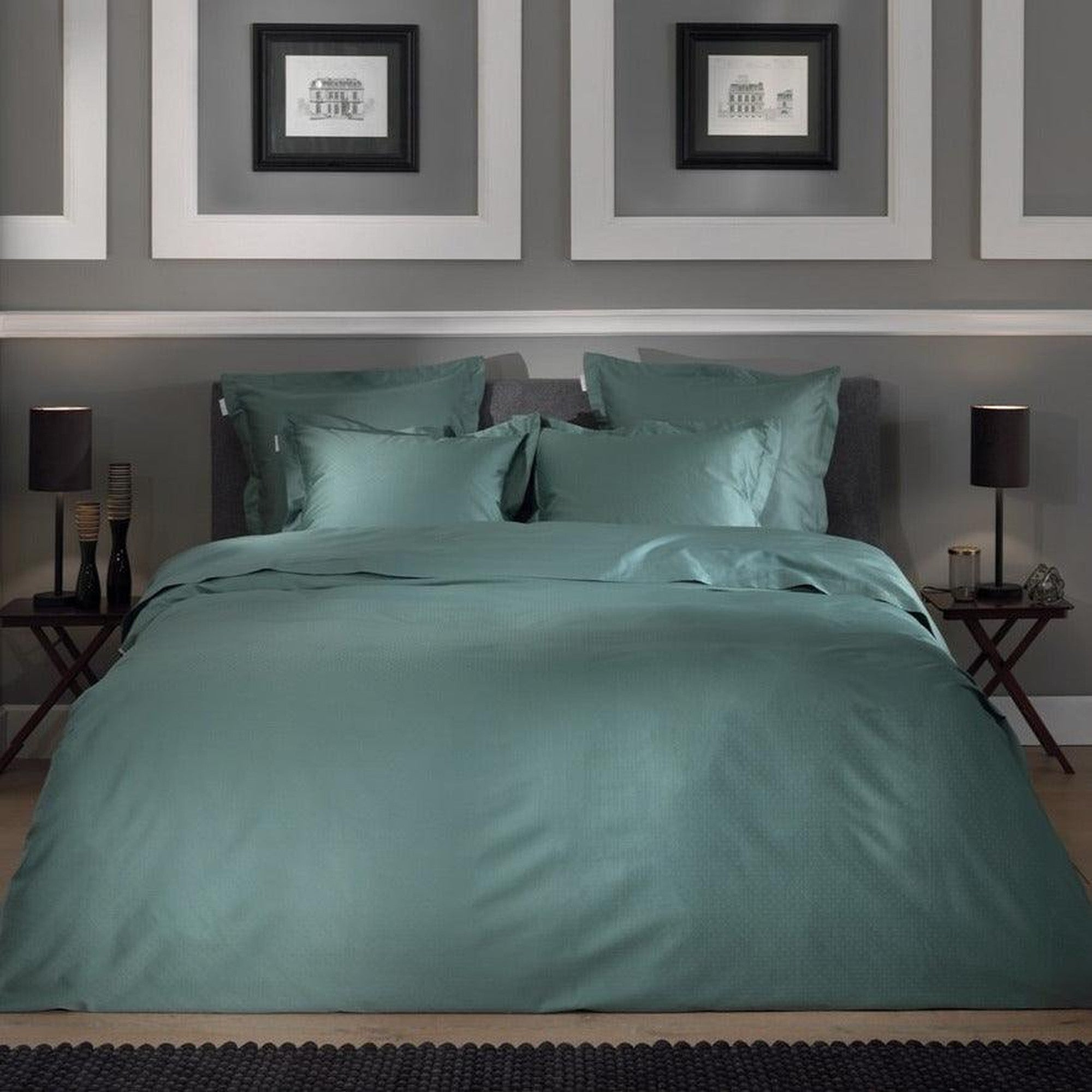 Heckettlane dekbedovertrek Punto Mineral Green satijn
