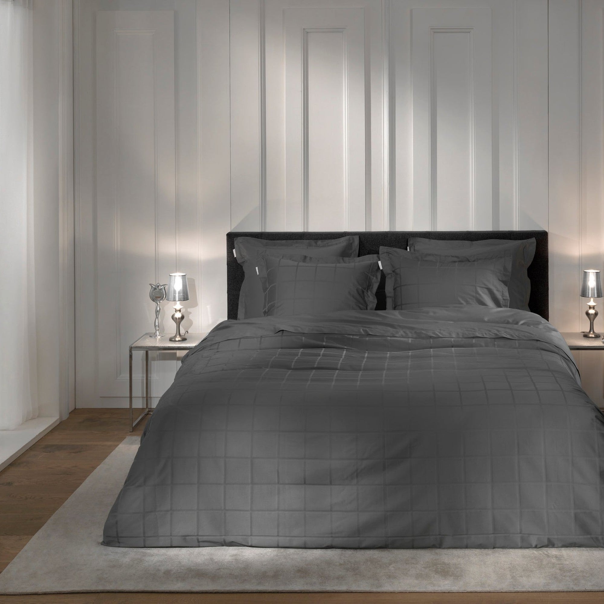 Heckettlane dekbedovertrek Diamante Classic Anthracite katoen-satijn
