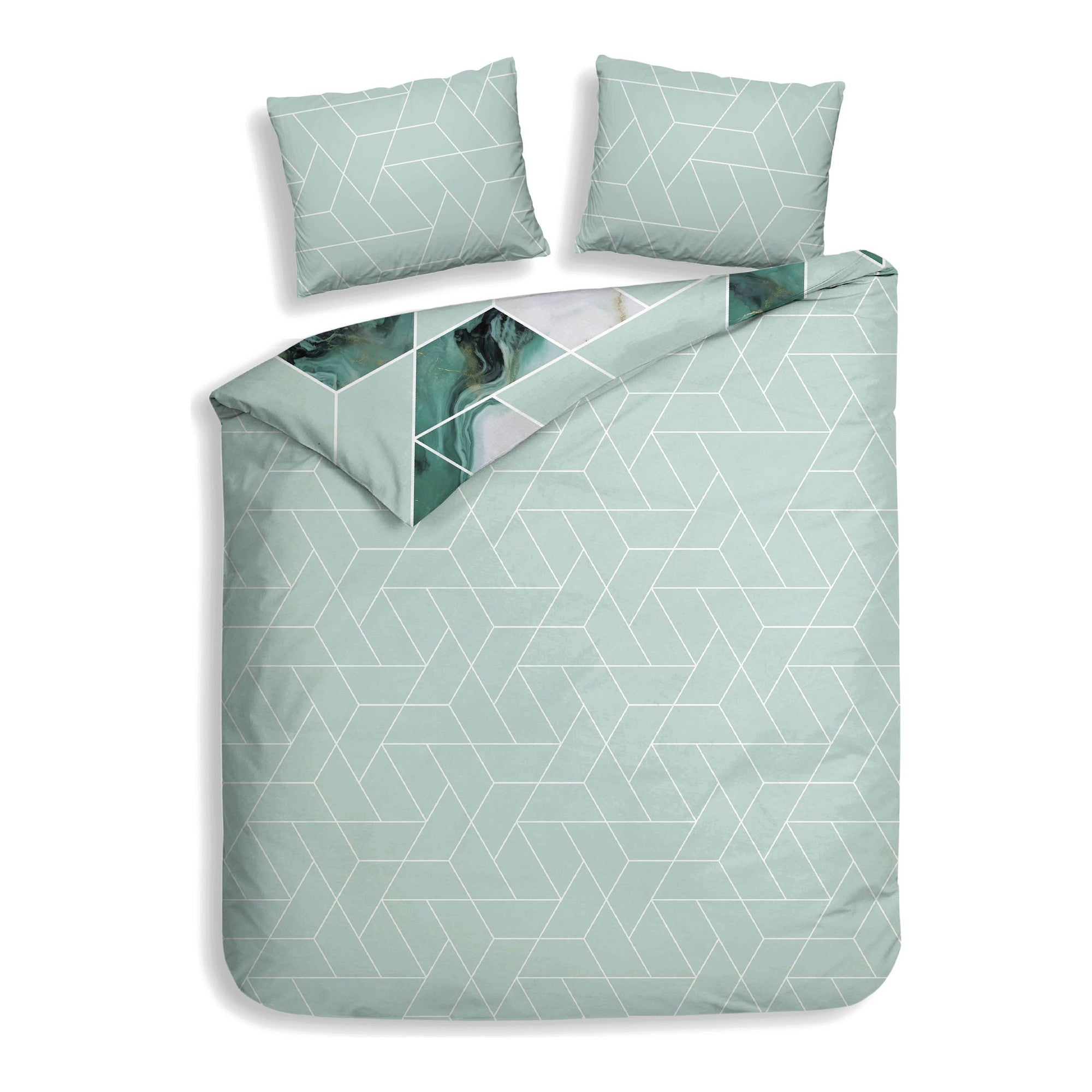 Heckettlane dekbedovertrek Yarra Sea Green katoen-satijn