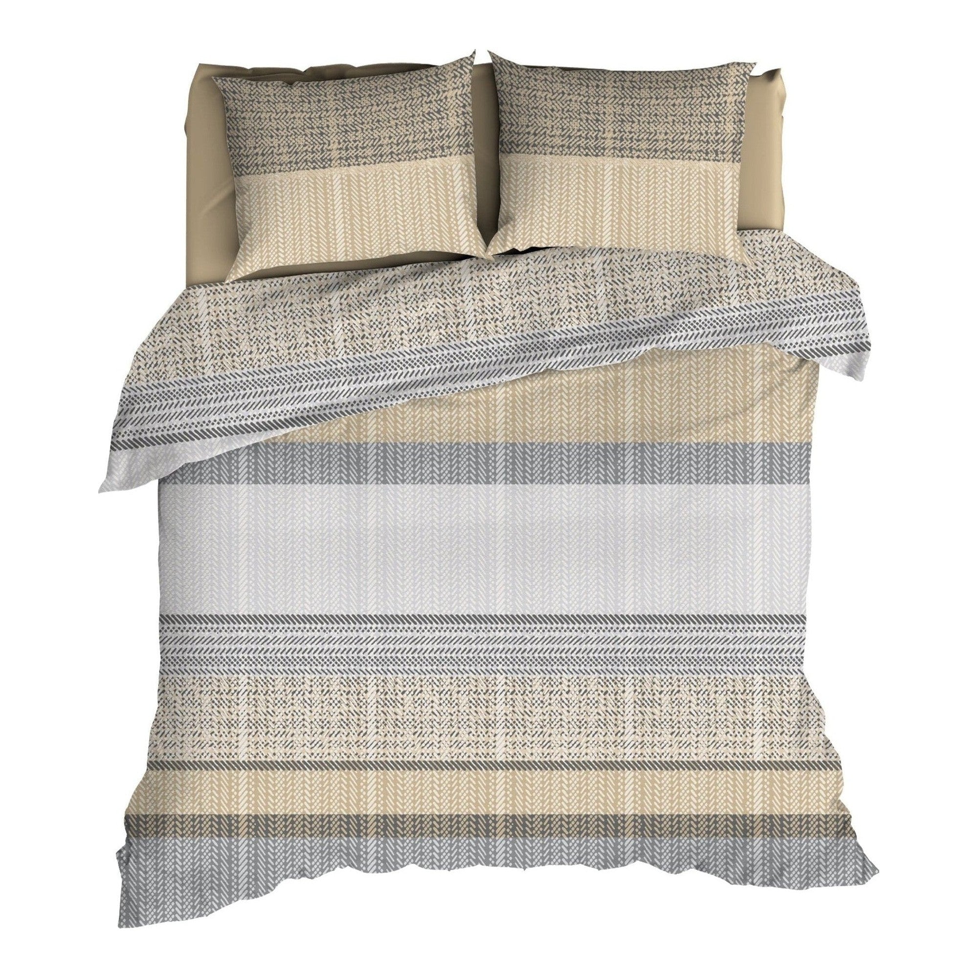 Romanette dekbedovertrek flanel Cortina Beige/Grijs