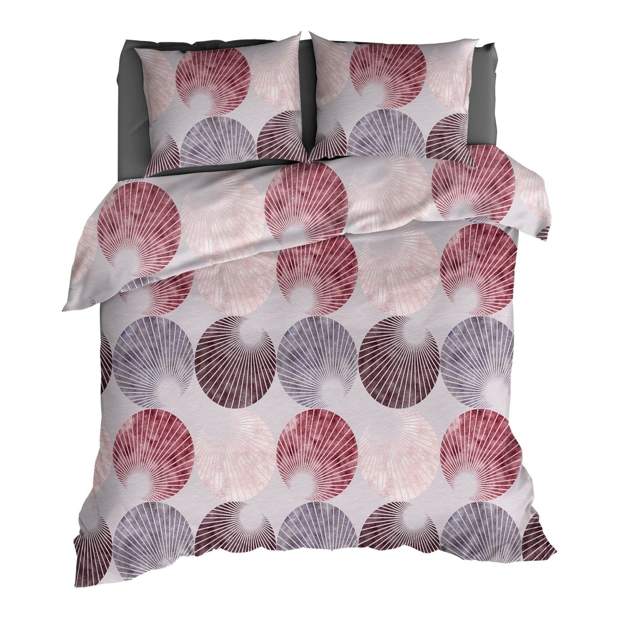 Romanette dekbedovertrek flanel Gerlos Grijs/Bordo