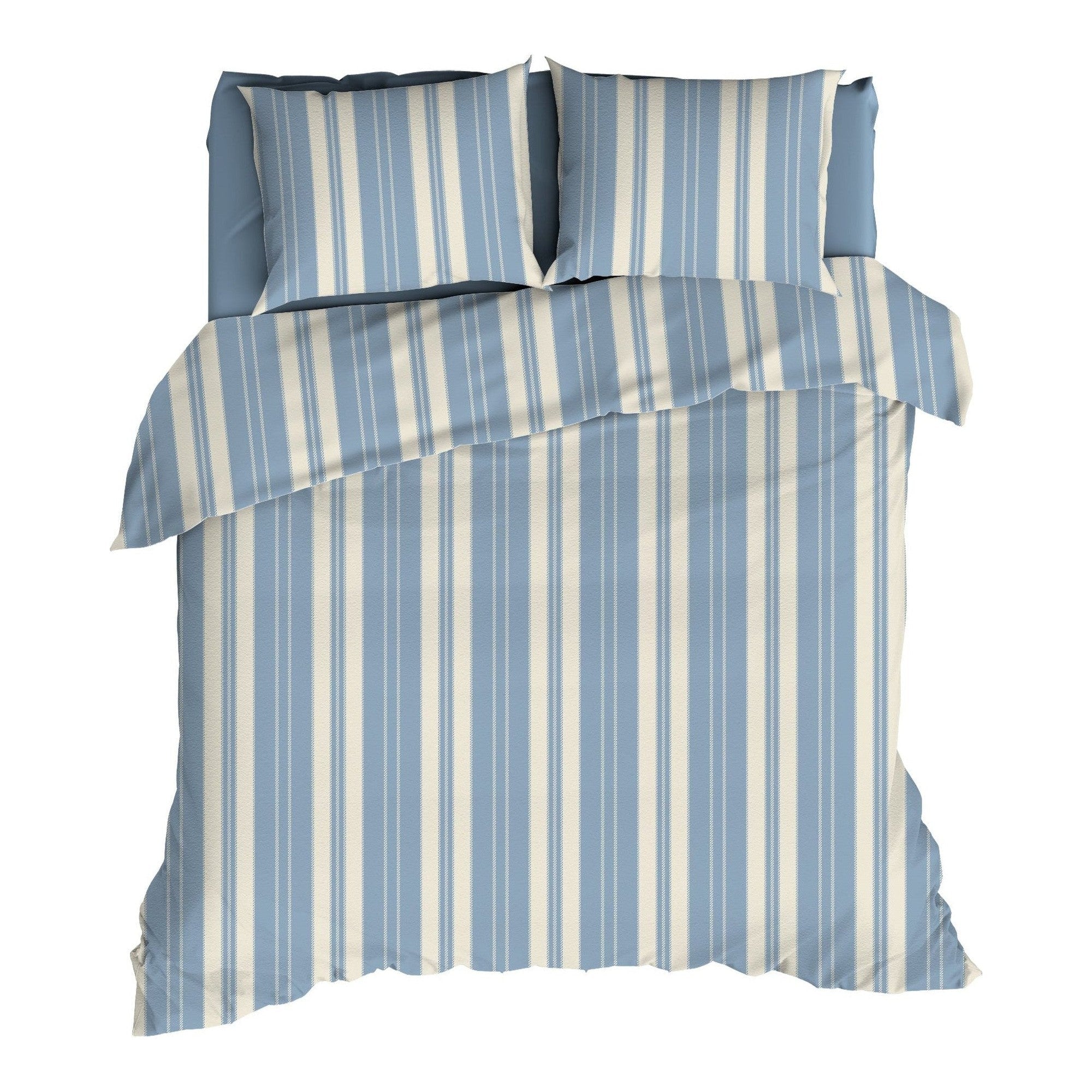 Romanette dekbedovertrek flanel Nendaz Beige/Blauw