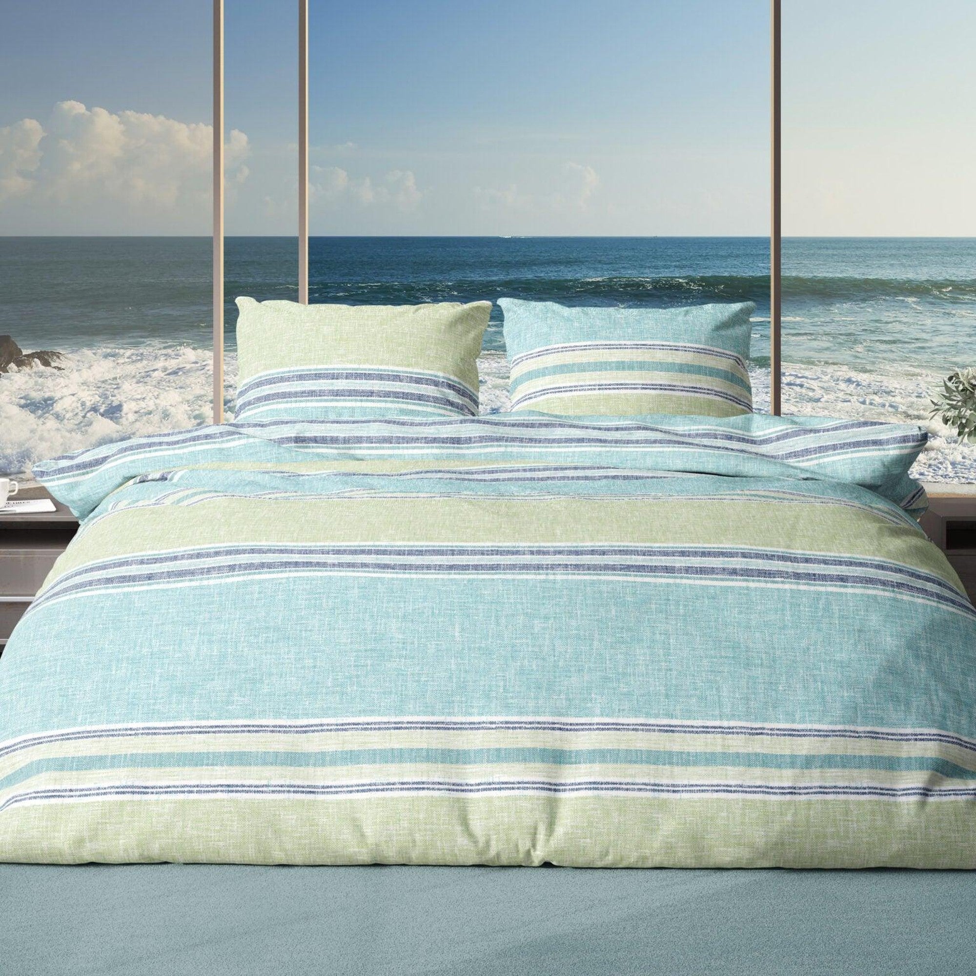 Romanette dekbedovertrek katoen Alfie Aqua/Blue