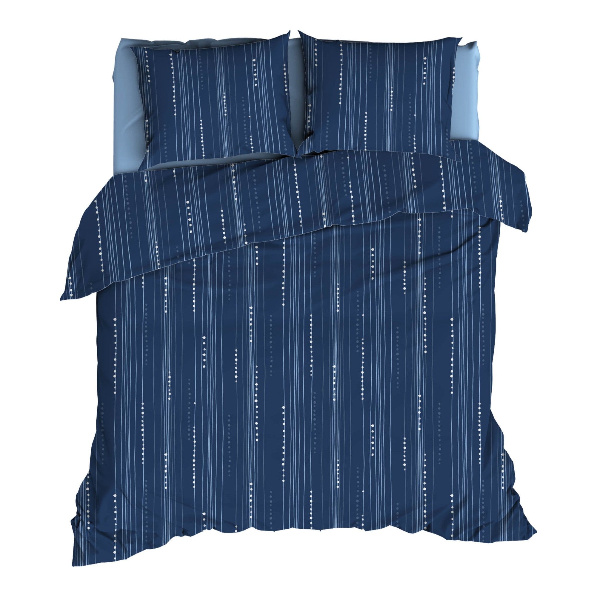Romanette dekbedovertrek katoen Bondi, Denim Blue