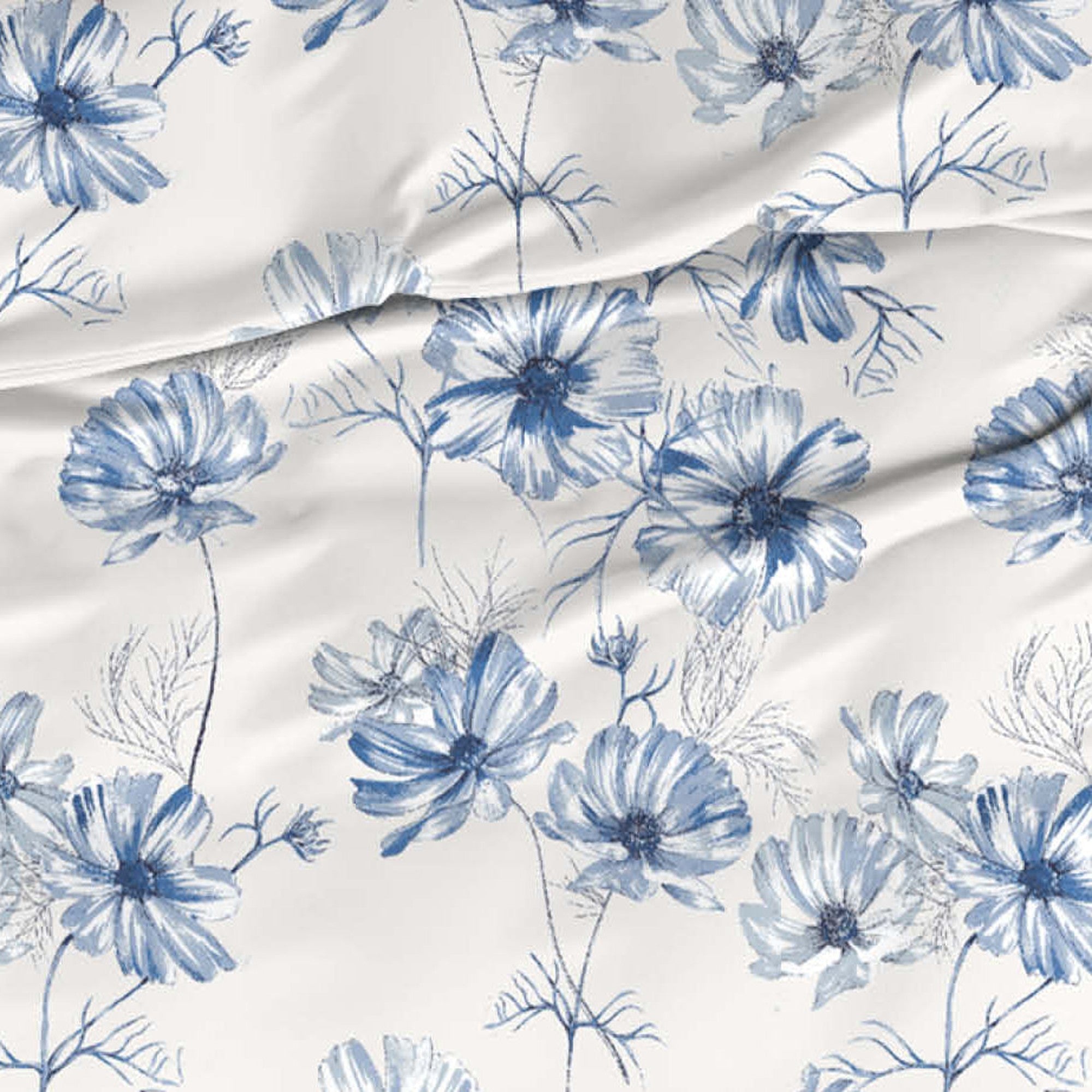 Romanette dekbedovertrek katoen Filippa, blauw