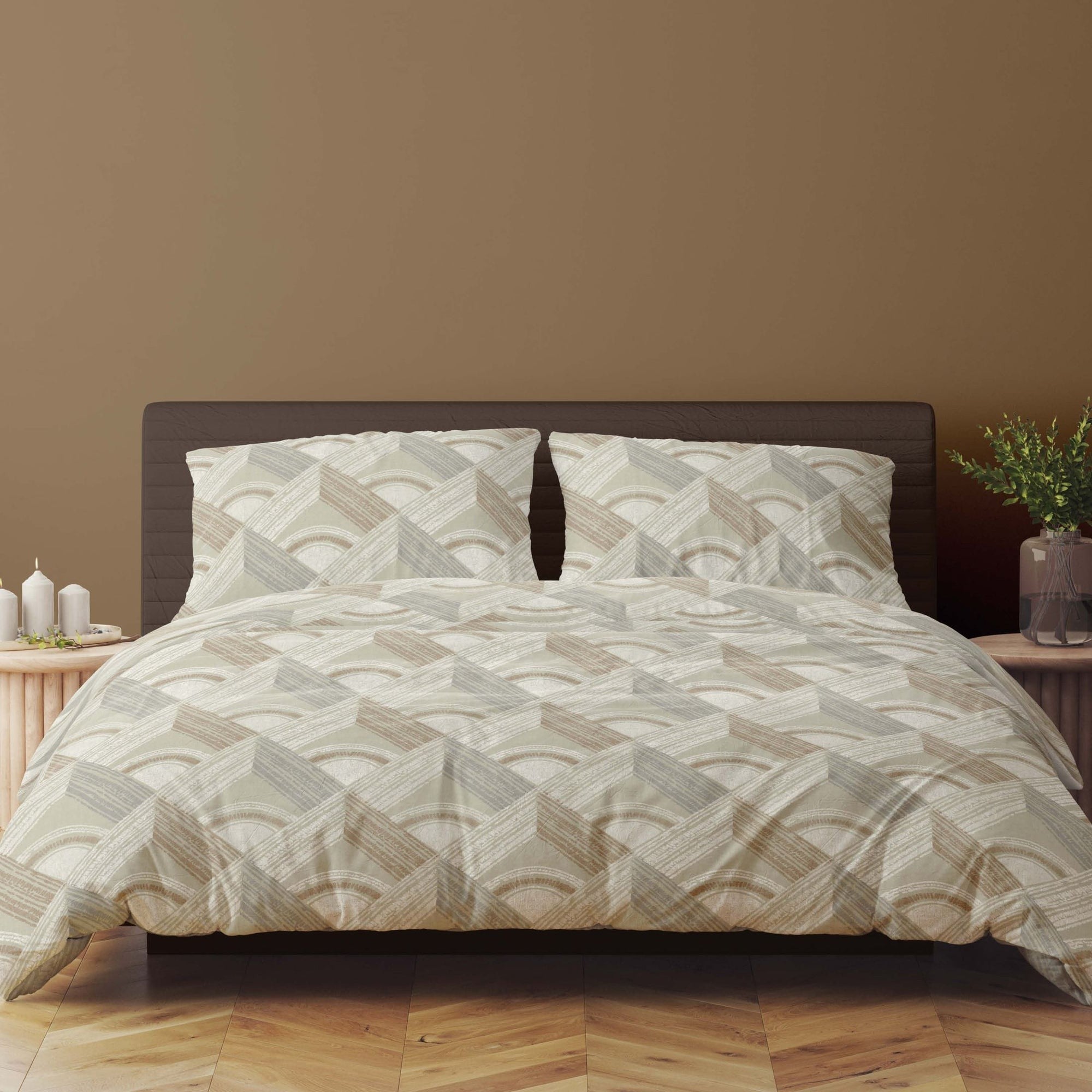 Romanette dekbedovertrek katoen Pantheon Beige/Grijs