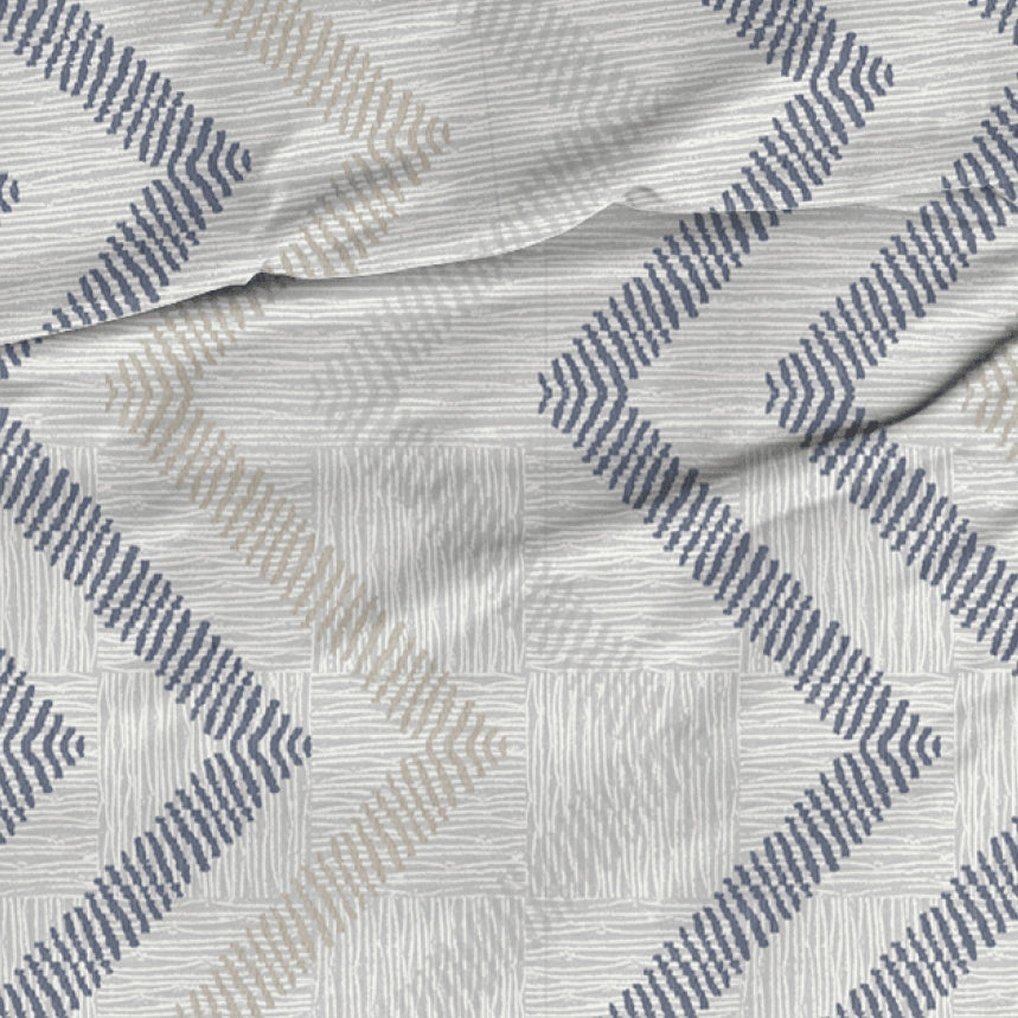 Satin d'Or dekbedovertrek satijn Ziggo Blauw/Grijs