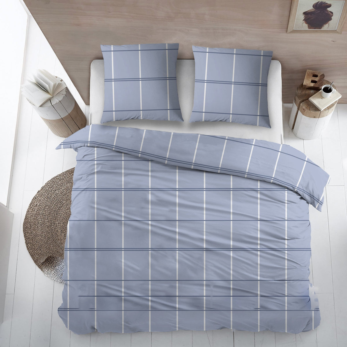 Sleepnight lakenset flanel Pommelin blauw