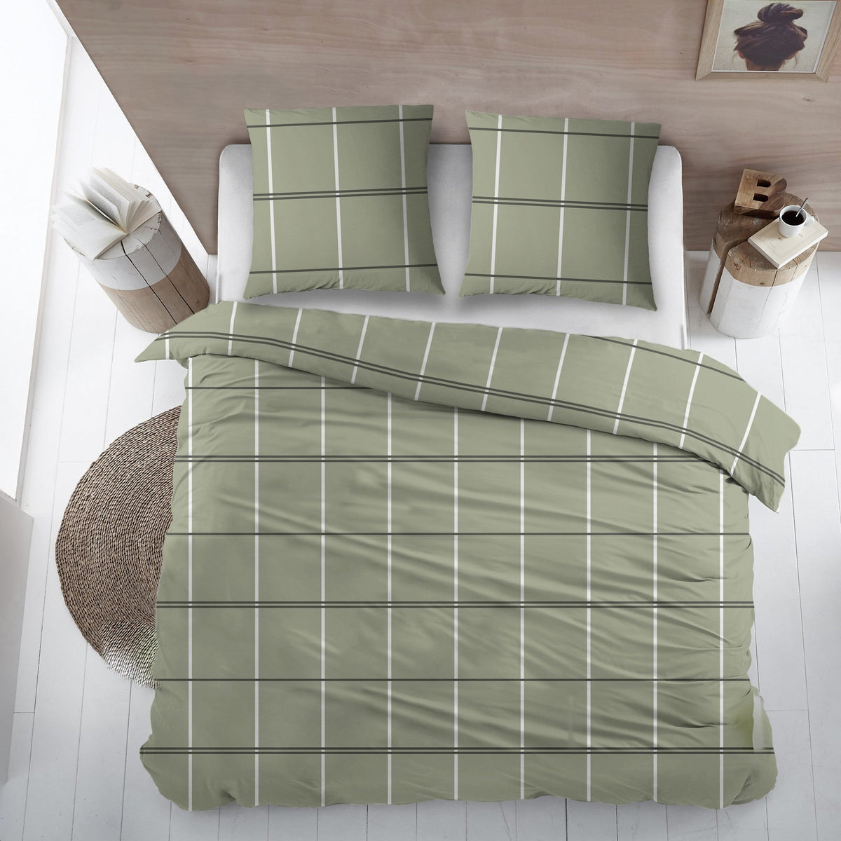Sleepnight dekbedovertrek flanel Pommelin groen