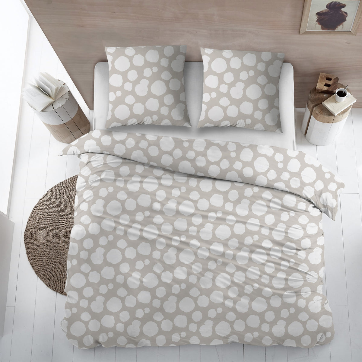 Sleepnight dekbedovertrek percale Framboises beige