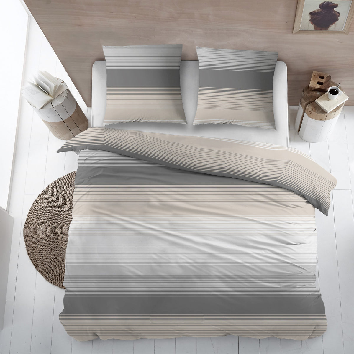 Sleepnight dekbedovertrek percale Poires gris beige