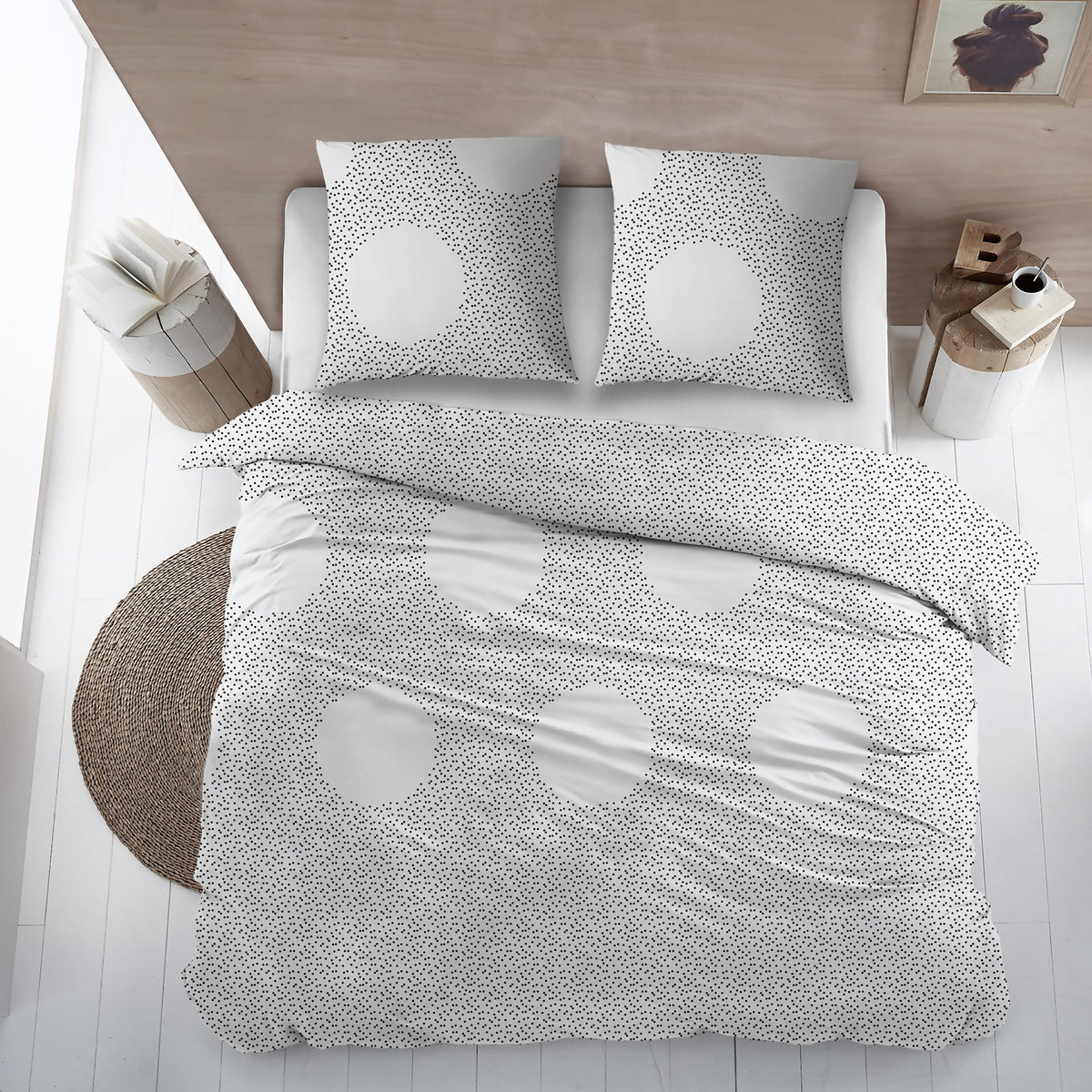 Sleepnight dekbedovertrek percale Pommes blanc noir