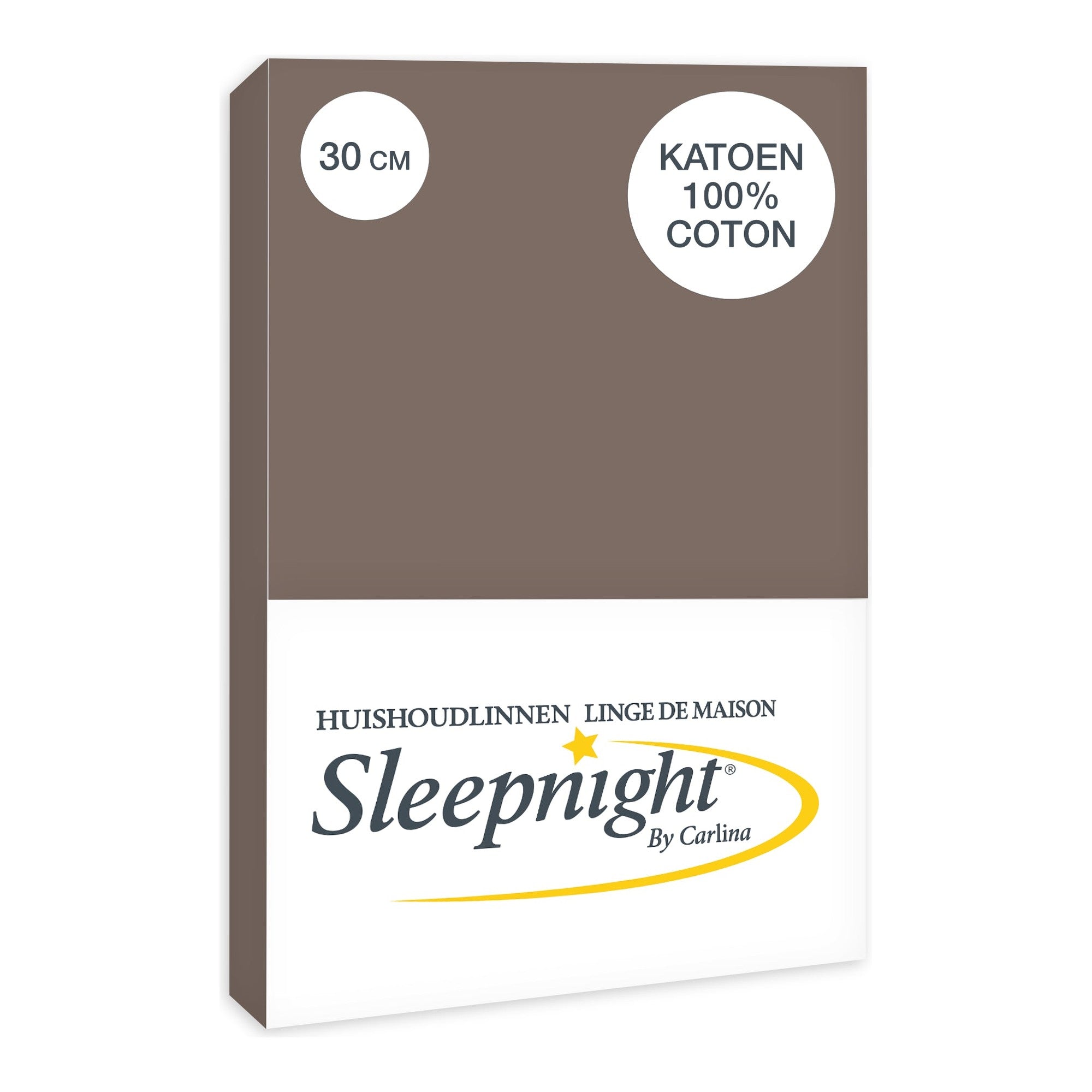 Sleepnight hoeslaken katoen 30 cm taupe