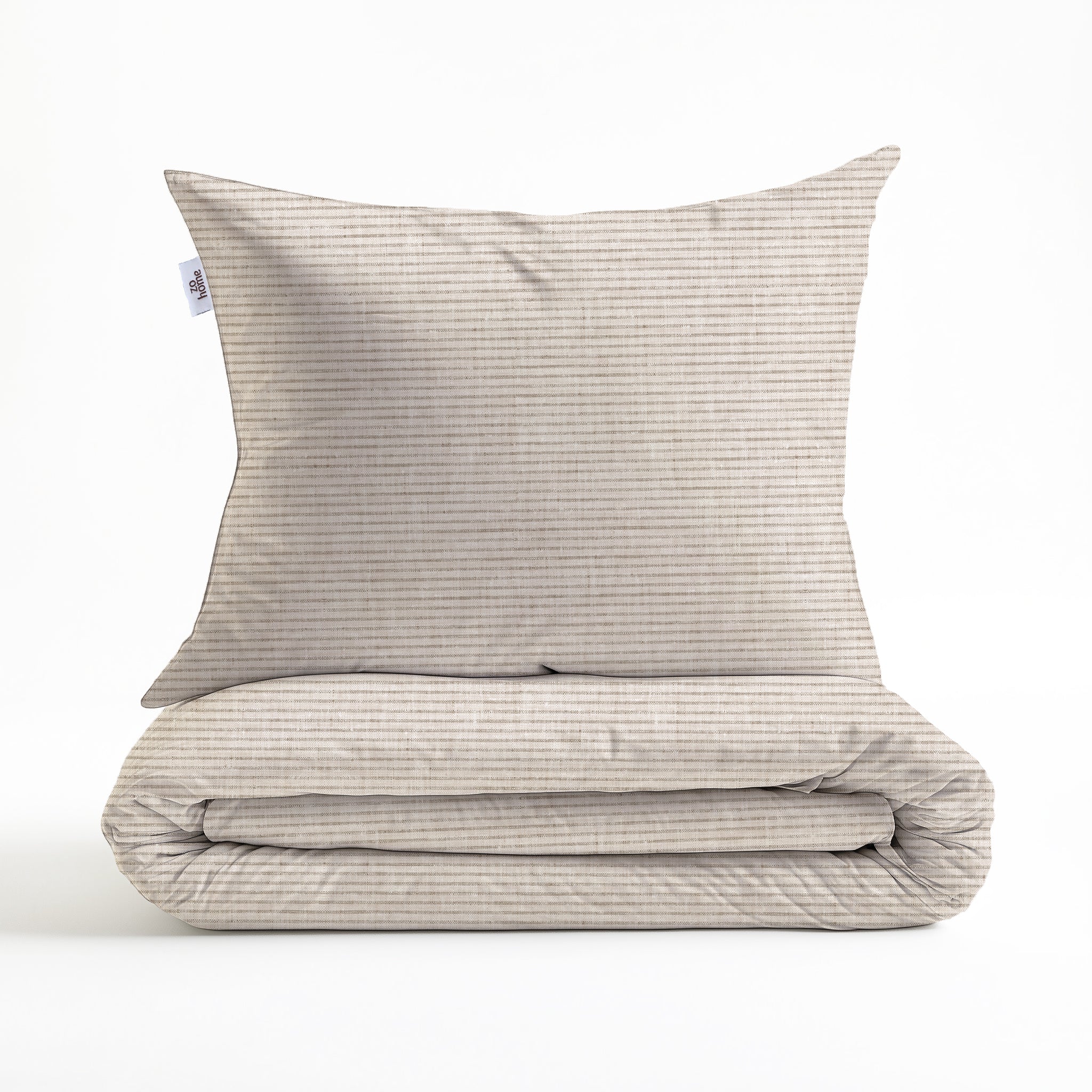 Zo Home Dekbedovertrek Katoen Striscia di Lino - Sandy Beige