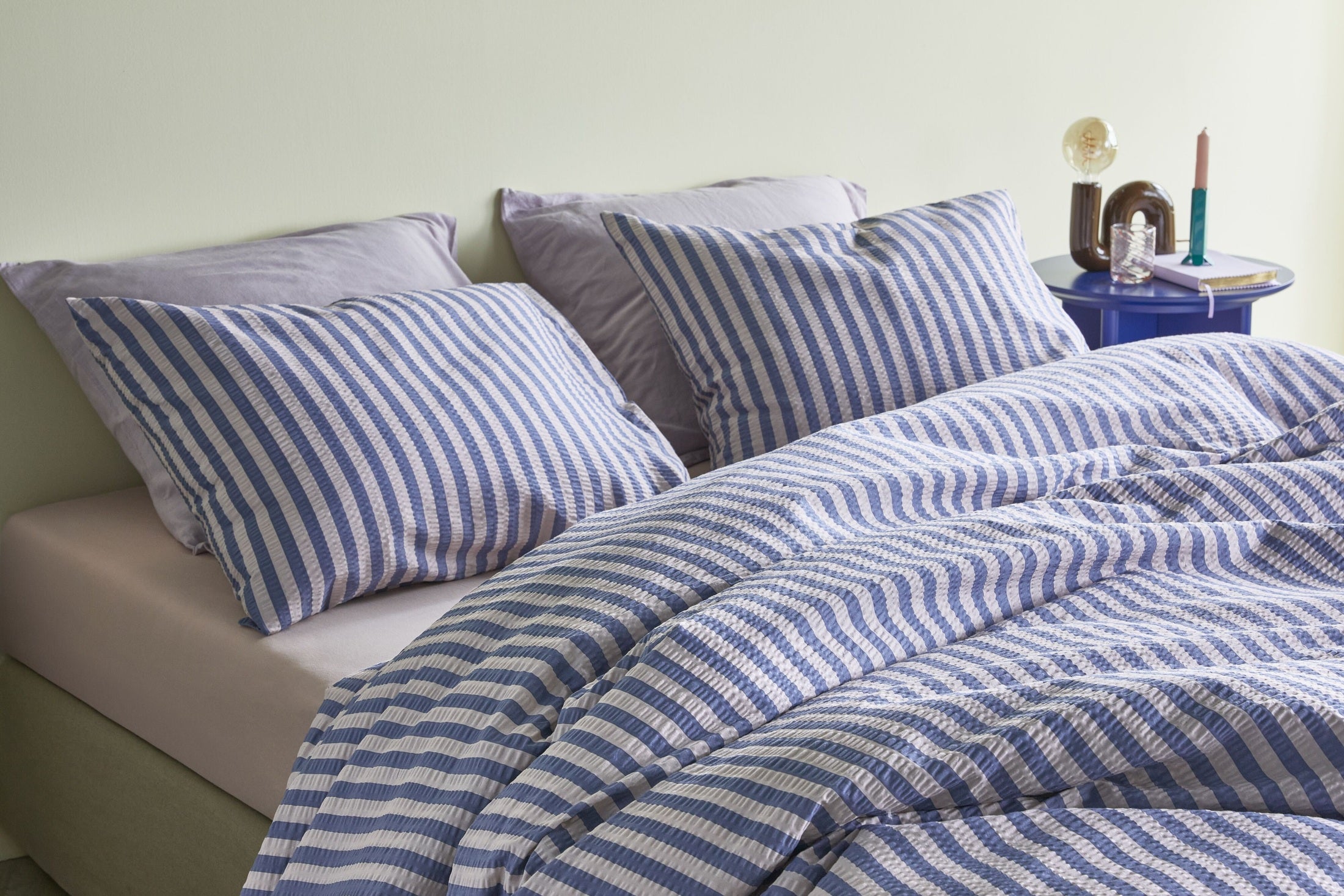 Beddinghouse Dekbedovertrek Seersucker Veya - Blauw