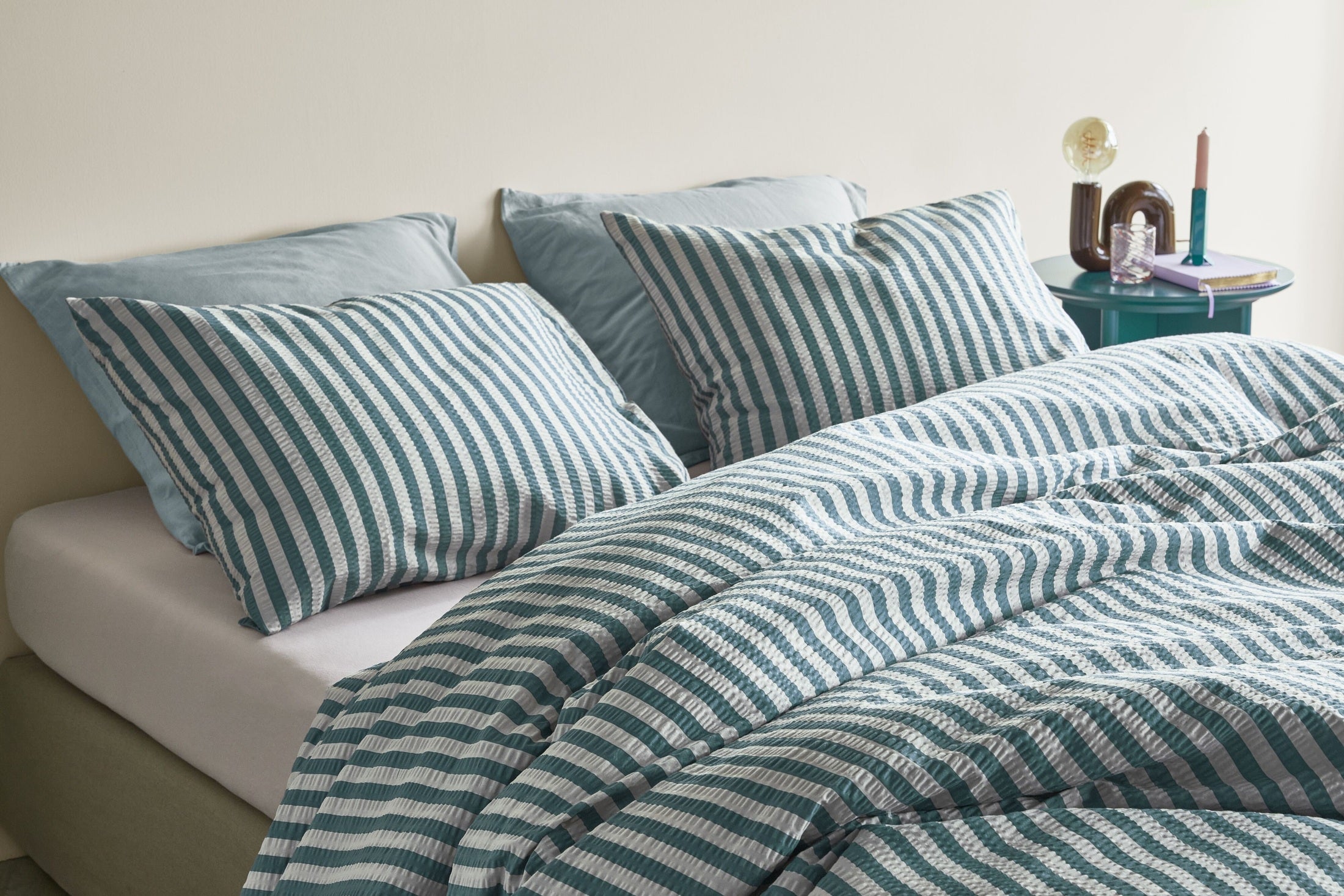 Beddinghouse Dekbedovertrek Seersucker Veya - Groen