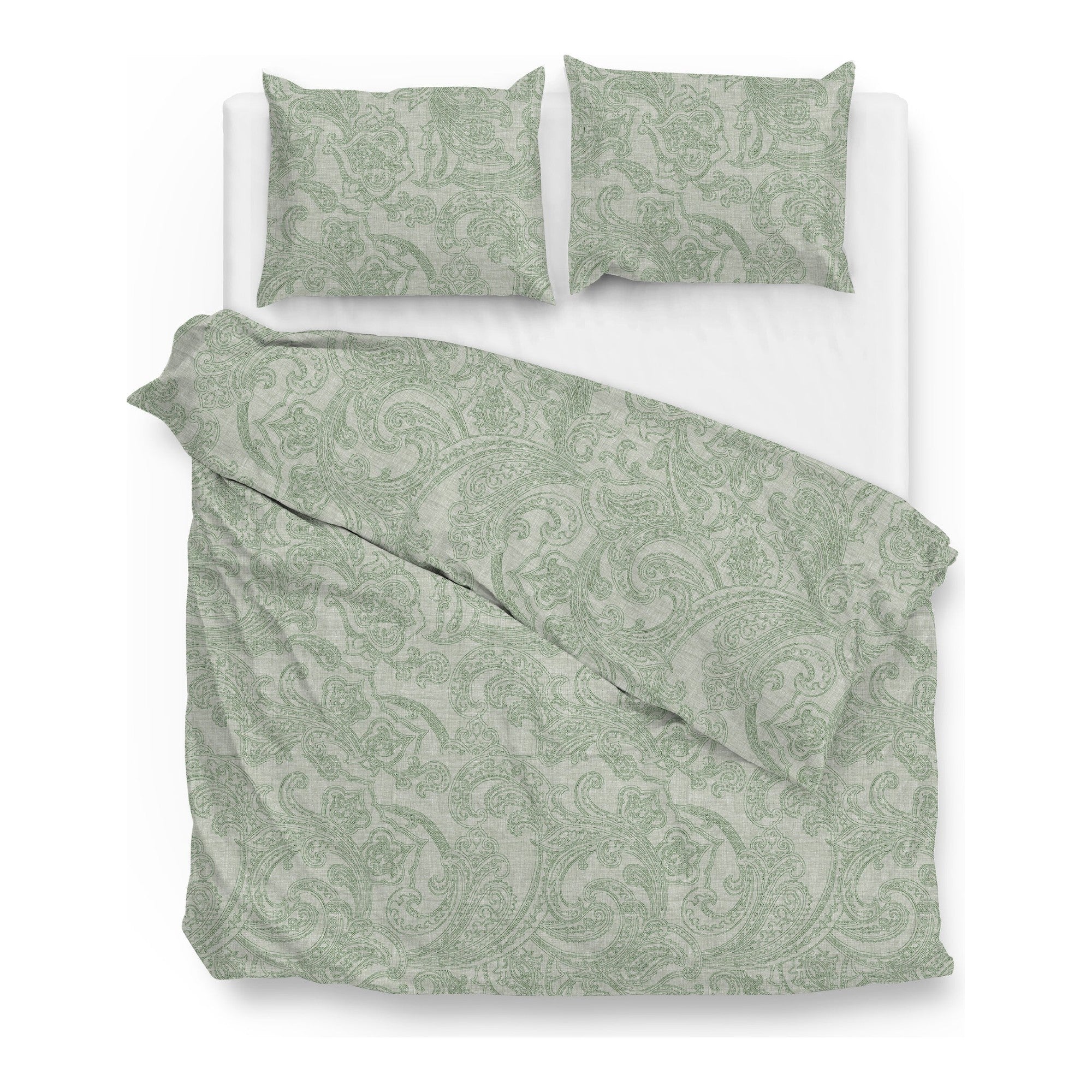 Zo Home dekbedovertrek Paisley Di Lino Moss Green katoen