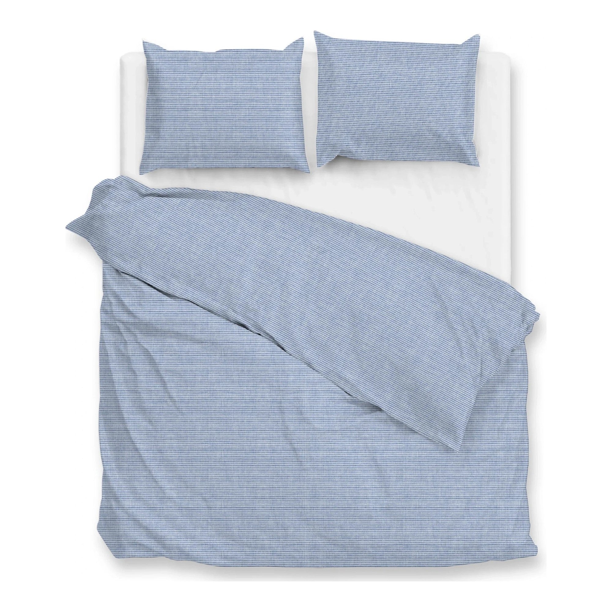 Zo Home dekbedovertrek katoen Striscia di Lino, Denim