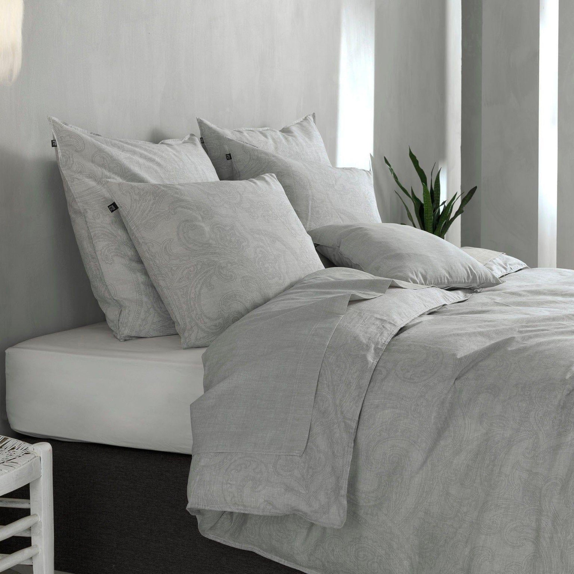 Zo Home dekbedovertrek katoen Paisley di Lino Dove Grey